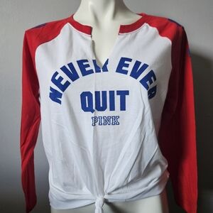 Victoria's Secret PINK Red and White Long Sleeve Top